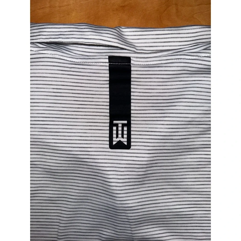 Nike Golf Tiger Woods TW Dri-FIT Polo Shirt Mens XXL White Grey Striped